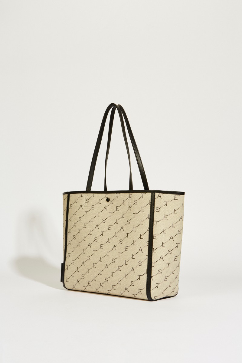 Tote Bag mit Monogramm Sand/Schwarz