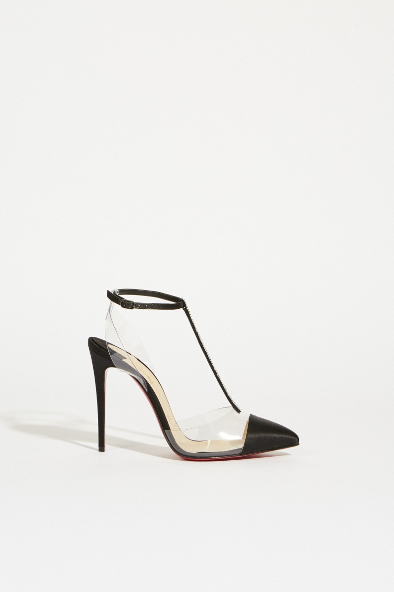 Satin-Pump 'Nosy Strass' Schwarz