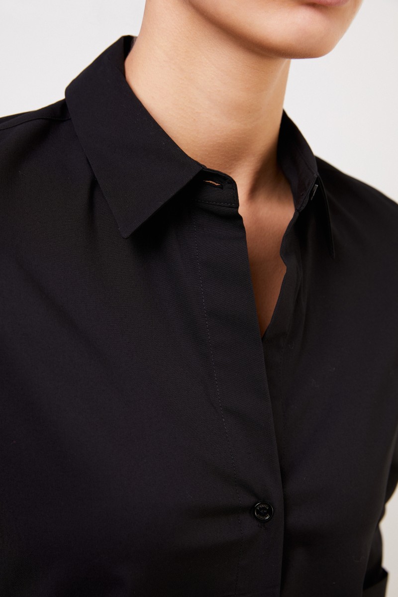 Steffen Schraut Baumwoll-Bluse mit Raffungen Schwarz