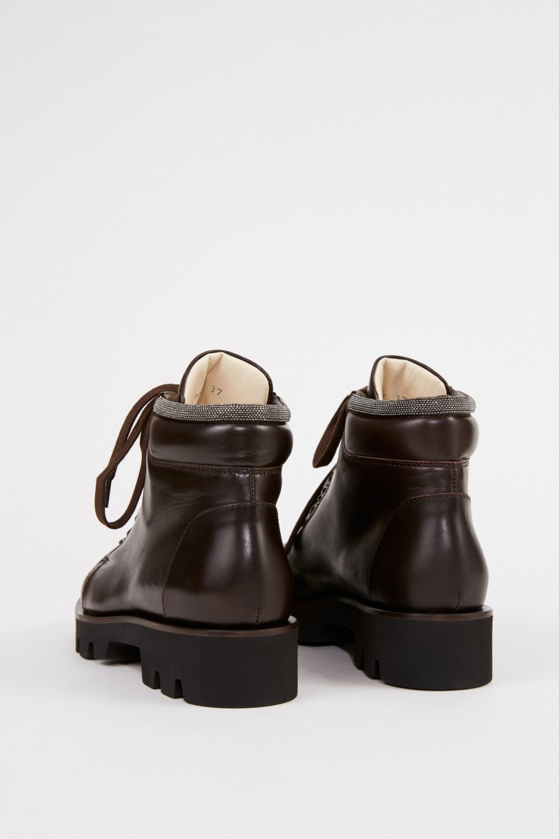 Fabiana Filippi Leder-Boots mit Perlenverzierung Dunkelbraun