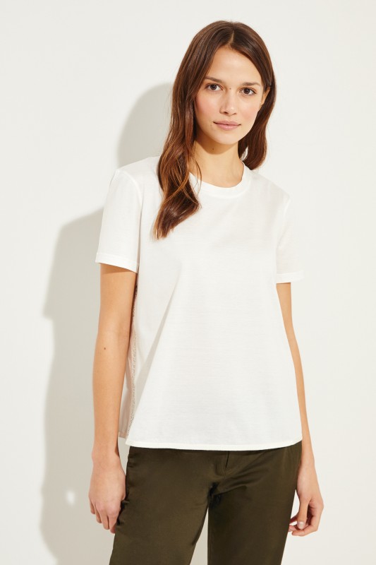 Baumwoll-Shirt mit rückseitigem Detail Crème