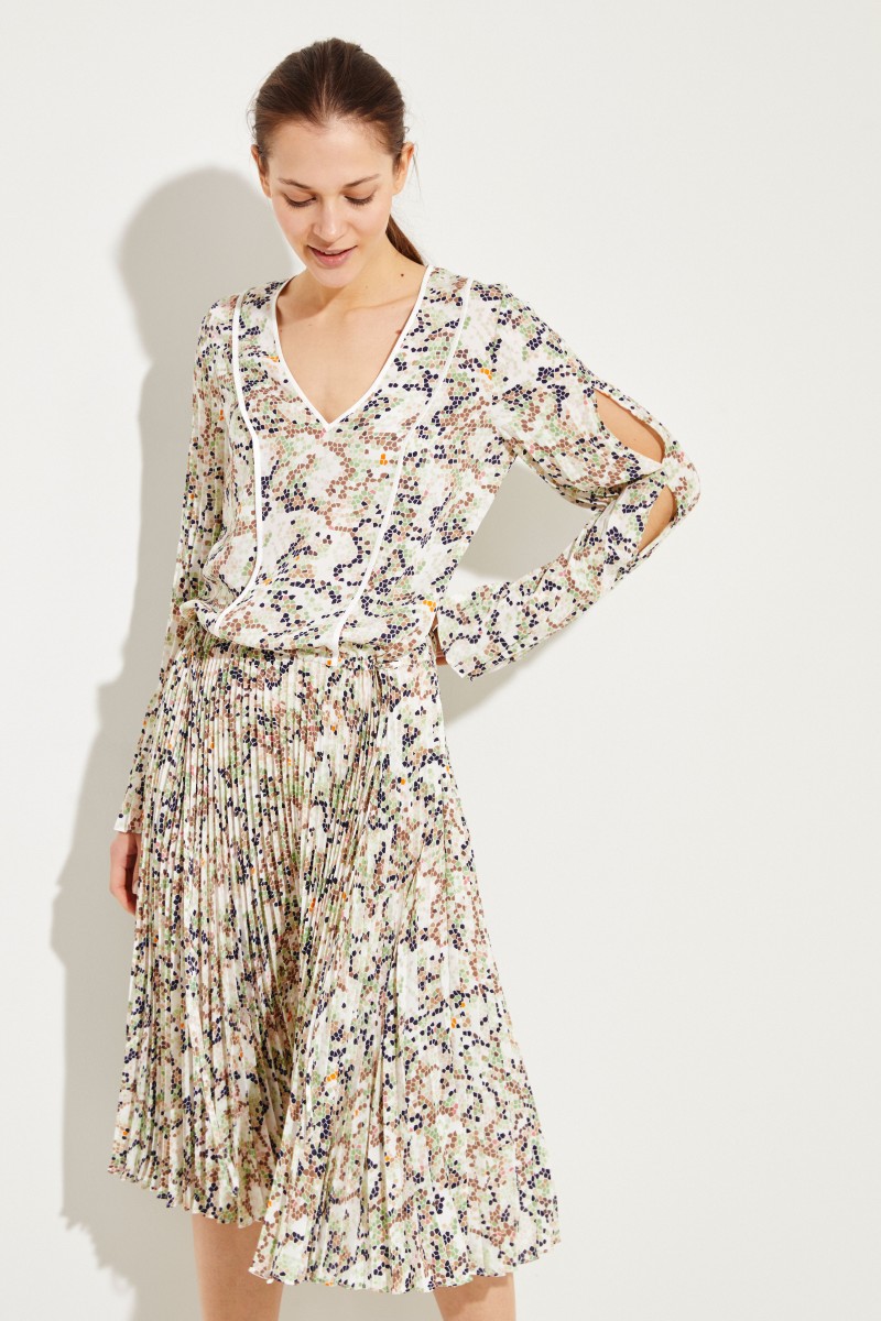 Plissee-Kleid mit Print Multi