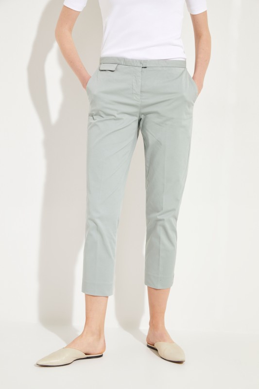 Baumwoll-Hose mit Perlenverzierung Salbei