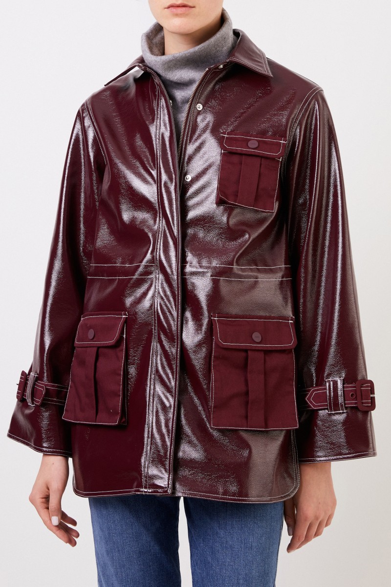Jacke in Lack-Optik Bordeaux