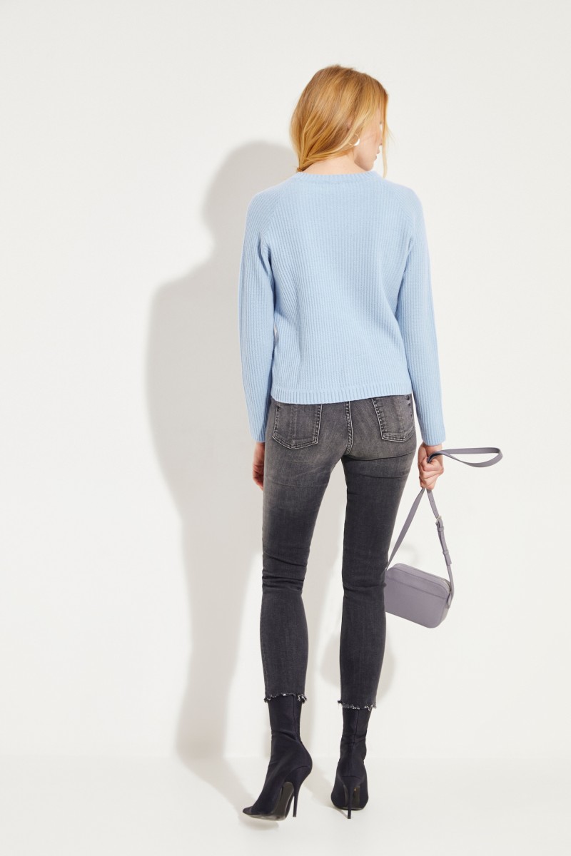 Rippstrick Cashmere-Pullover Blau