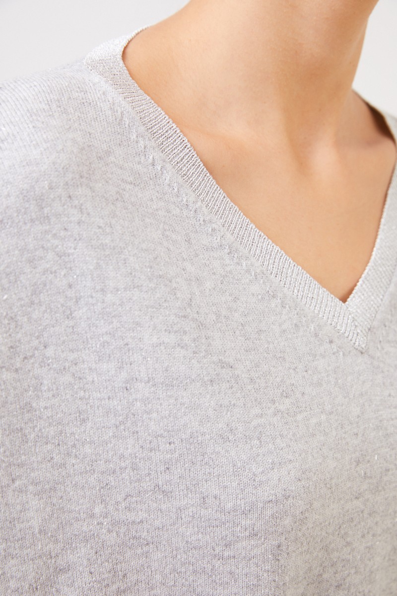 Fabiana Filippi Woll-Seiden-Pullover mit Lurex-Detail Grau