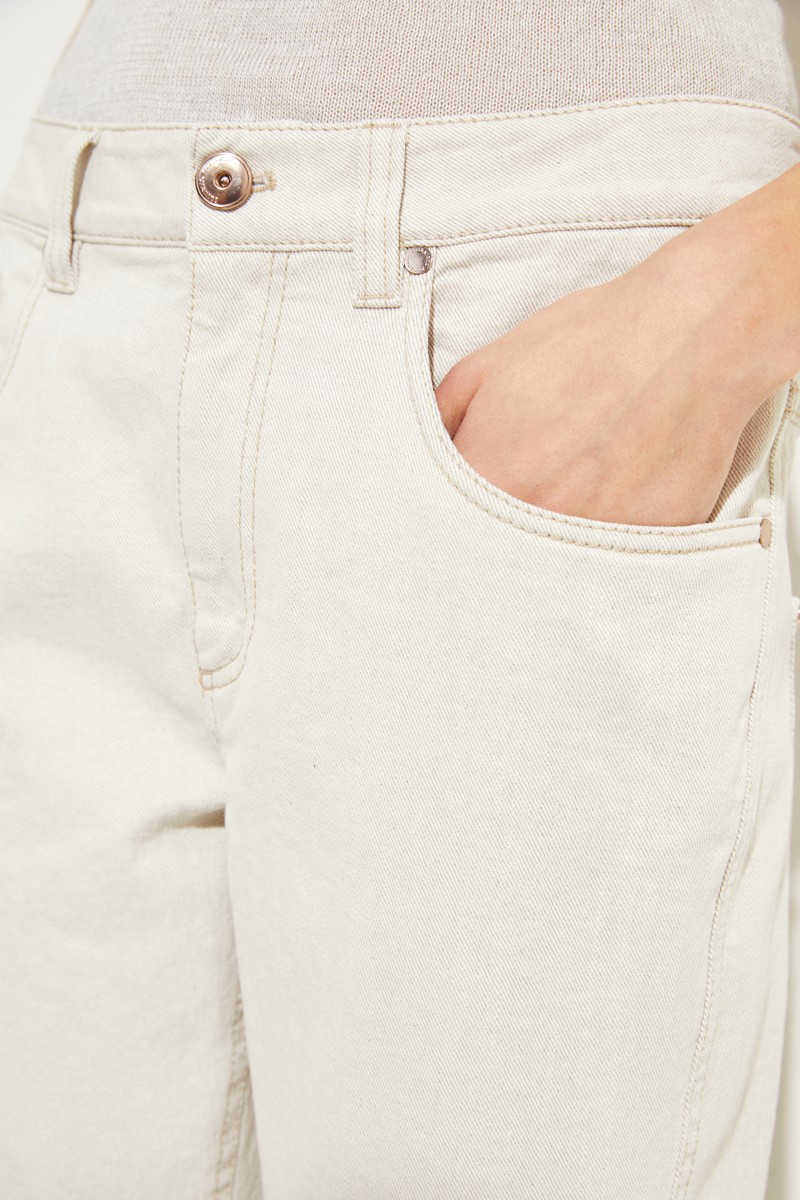 Baumwoll-Jeans mit Perlenverzierung Grau