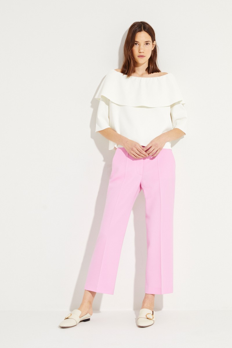 Off-Shoulder Bluse mit Volant Crèmweiß