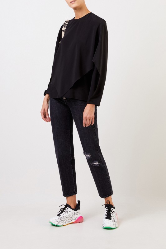 Stella McCartney Zweilagige Seidenbluse Schwarz