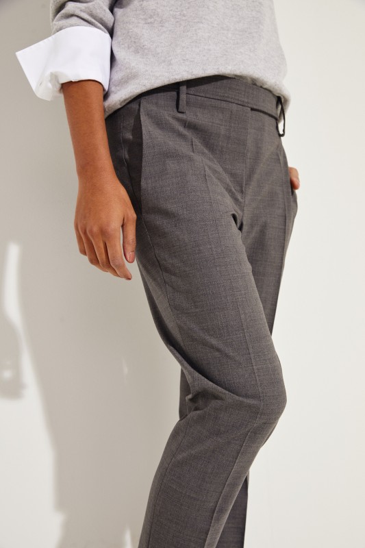 Woll-Hose mit Perlenverzierung Grau