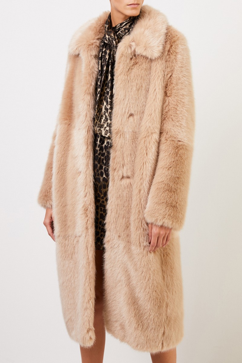 Stella McCartney Langer Kunstfell-Mantel Beige