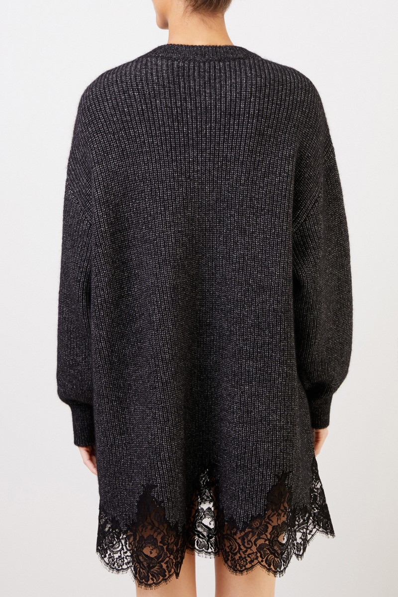 Givenchy Strickkleid mit Spitzendetails Anthrazit