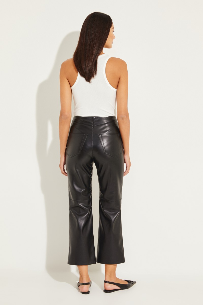 Kunstleder-Hose 'Sora' mit Druckknöpfen Schwarz