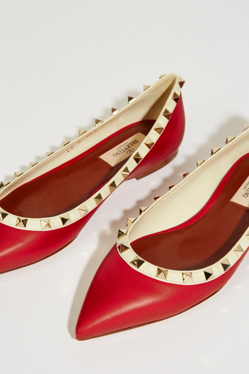 Nietenbesetzte Flats 'Rockstud' Rot