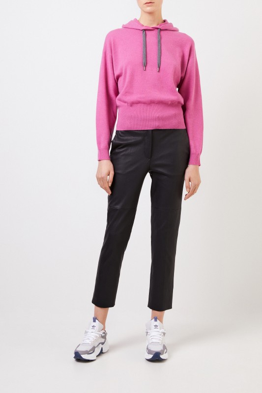 Brunello Cucinelli Cashmere-Pullover mit Kapuze Pink