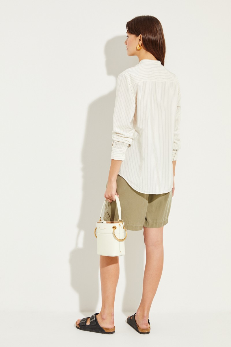 Gestreifte Bluse Grau/Weiß