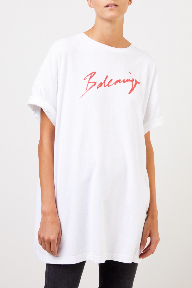 Balenciaga T-Shirt mit Logo-Schriftzug Weiß/Rot