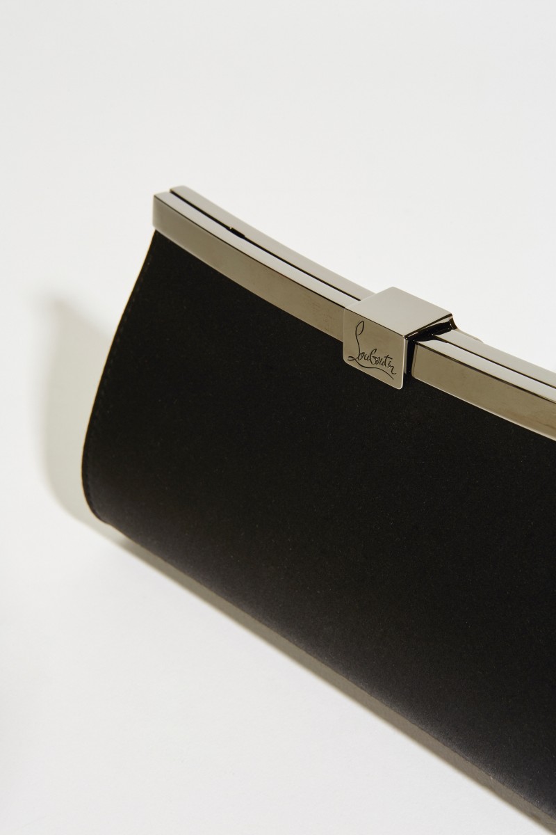 Satin-Clutch 'Palmette' Schwarz