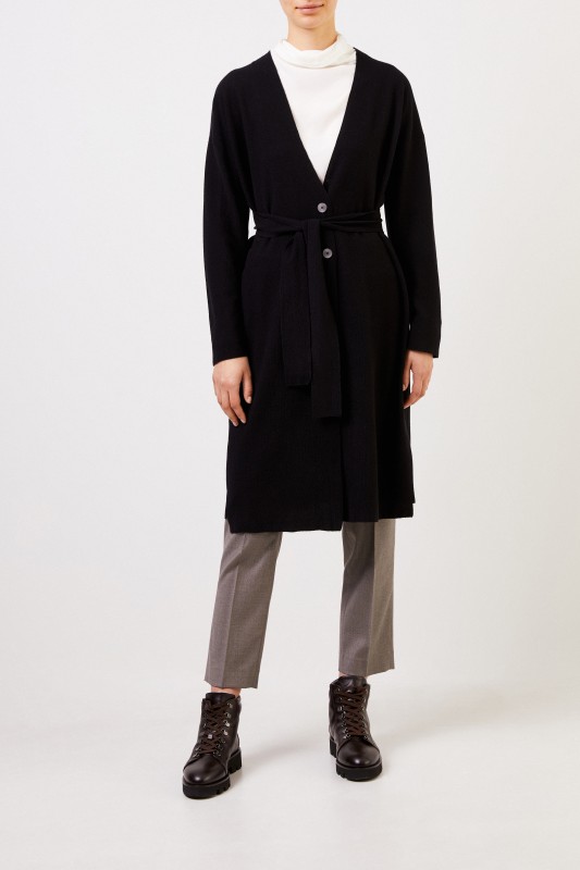 Fabiana Filippi Woll-Seiden-Cardigan mit Gürtel Schwarz