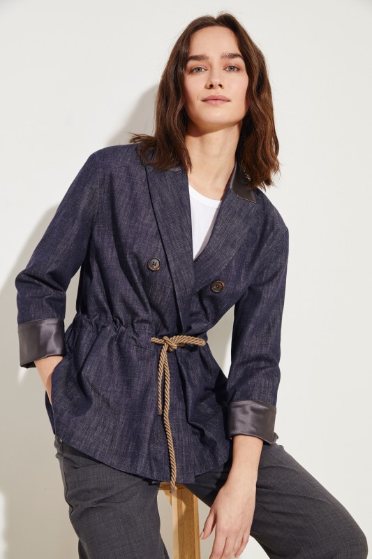 Jeansblazer mit Kordelzug Blau