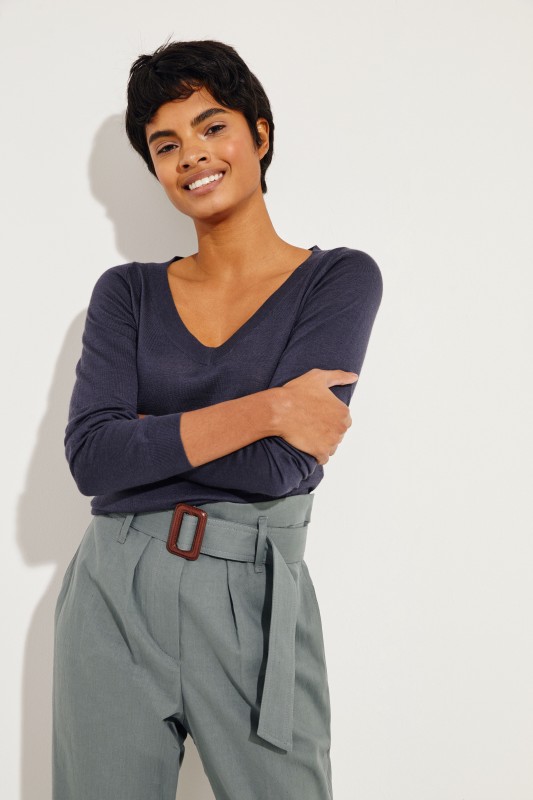 Cashmere-Seiden-Pullover Blau