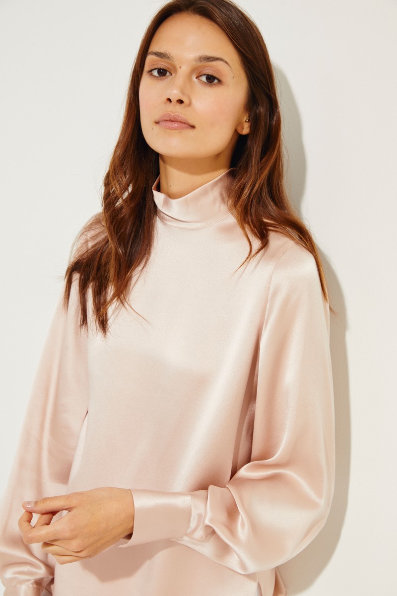 Seiden-Bluse mit Glanz Rosé