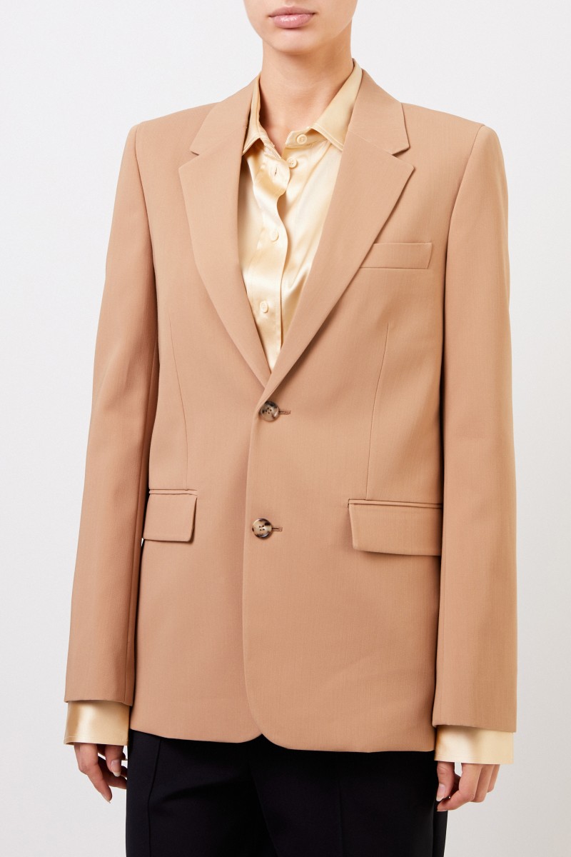 Bottega Veneta Longblazer aus Schafwolle in Beige