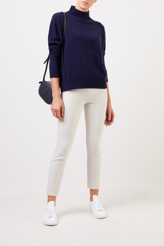 Allude Woll-Cashmere-Pullover mit Turtleneck Marineblau