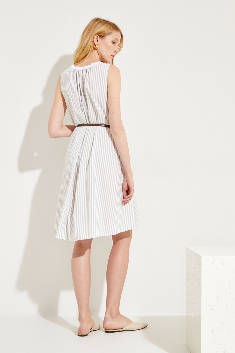 Gestreiftes Kleid Weiß/Beige