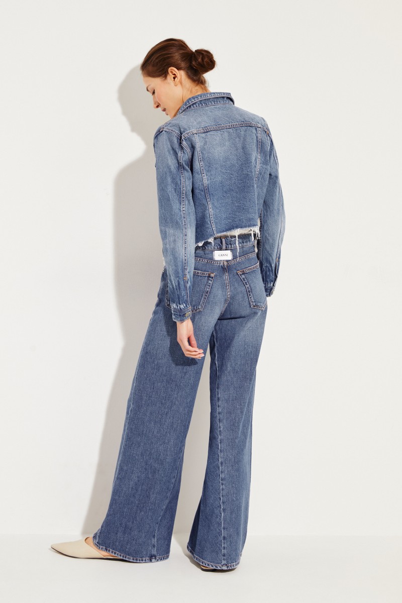 Jeansjacke 'Cara' im Destroyed-Look Blau