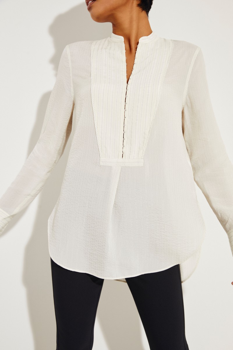 Gestreifte Seiden-Bluse 'Alfie' Beige