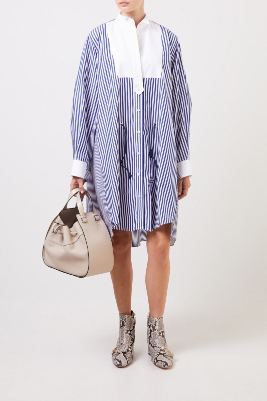 Sacai Gestreiftes Hemdblusenkleid Blau/Weiß