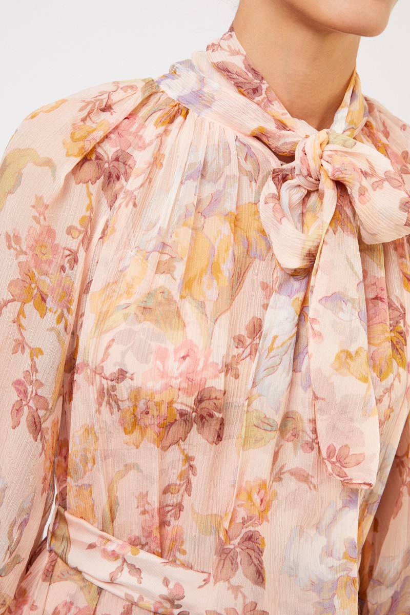 Zimmermann Zweiteiliges Seidenkleid mit floralem Print Multi