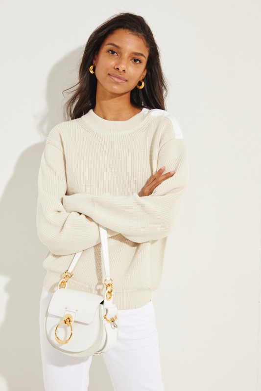 Pullover mit Druckknöpfen Crème