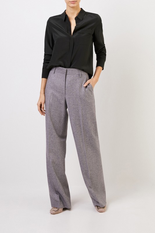 Seidenbluse 'Marysund' mit Fransedetails Grün