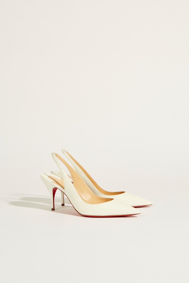 Lackleder-Slingback-Pump 'Clare Sling' Weiß