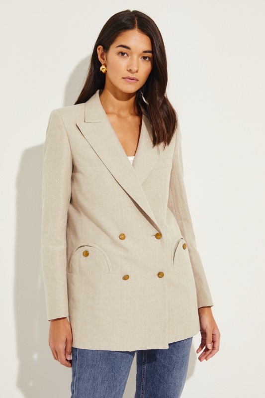 Leinen-Blazer 'Middy Sun Canvas' Beige