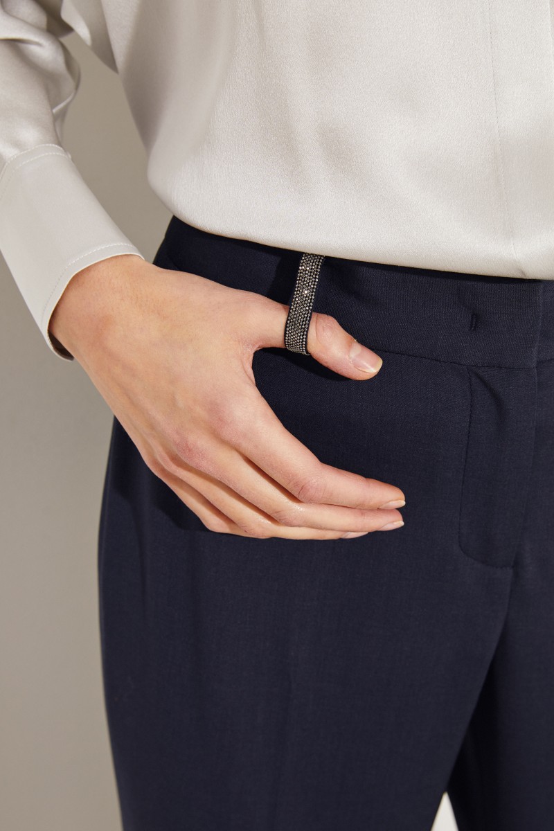 Woll-Hose mit Perlenverzierung Blau