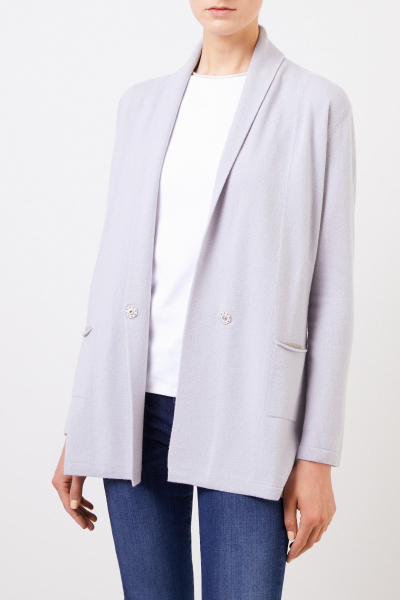 Fabiana Filippi Woll-Seiden-Cardigan mit Perlenverzierung Hellblau