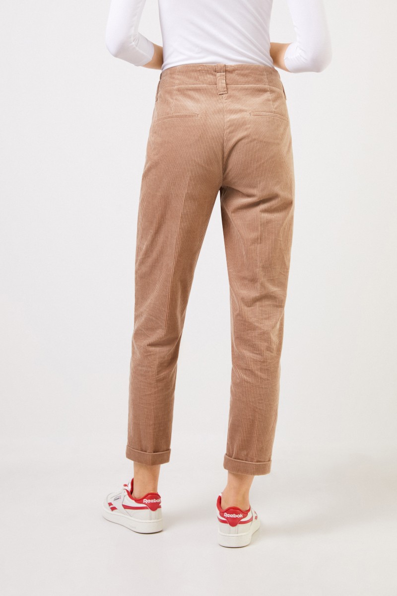 Cambio Cord-Hose mit Saumumschlag Beige