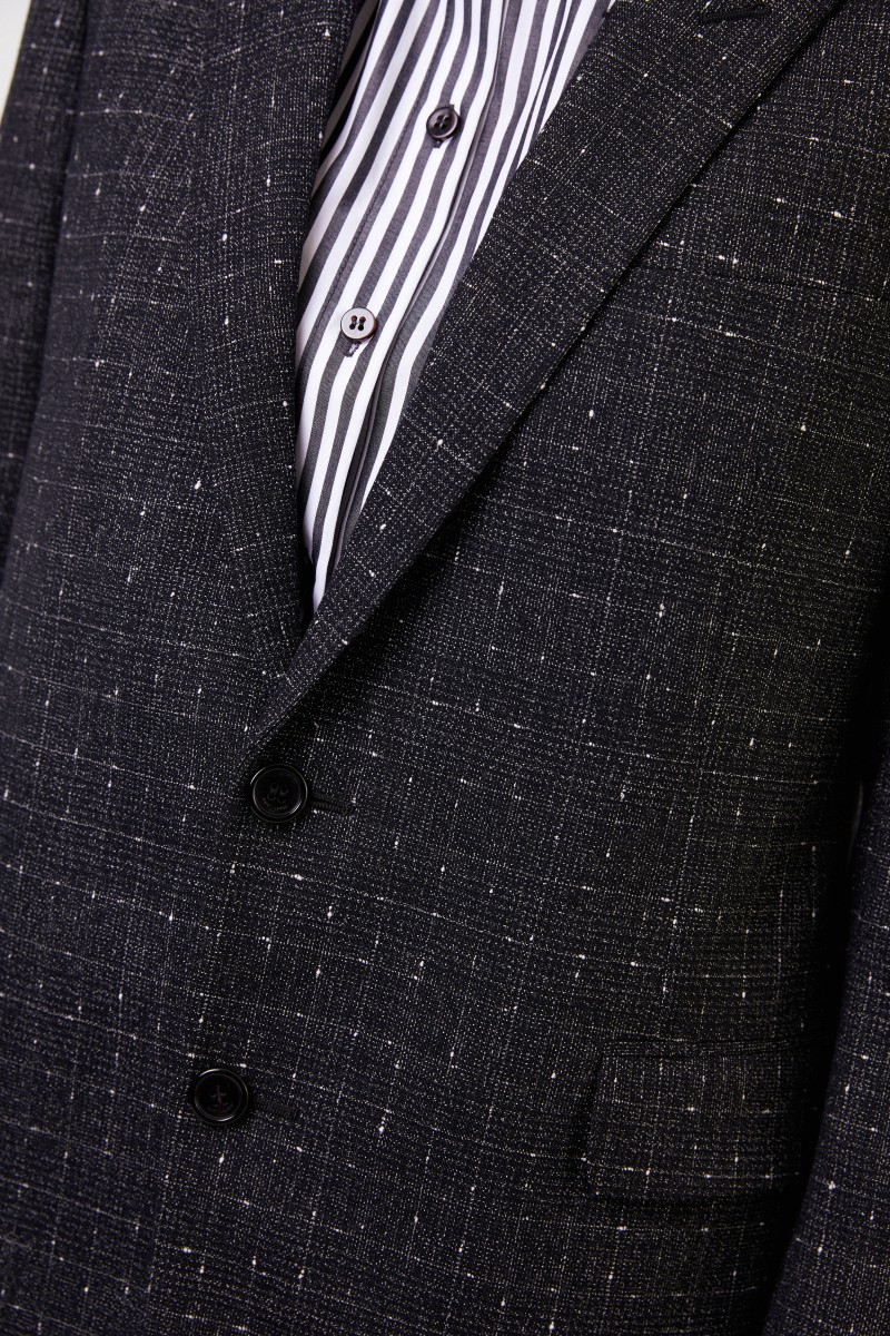 Saint Laurent Checked Wool Shell Blazer Black/Multi