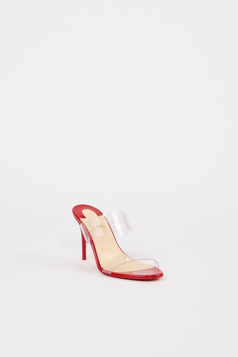 Christian Louboutin Mules 'Just Nothing 85 Patent' Rot/Transparent