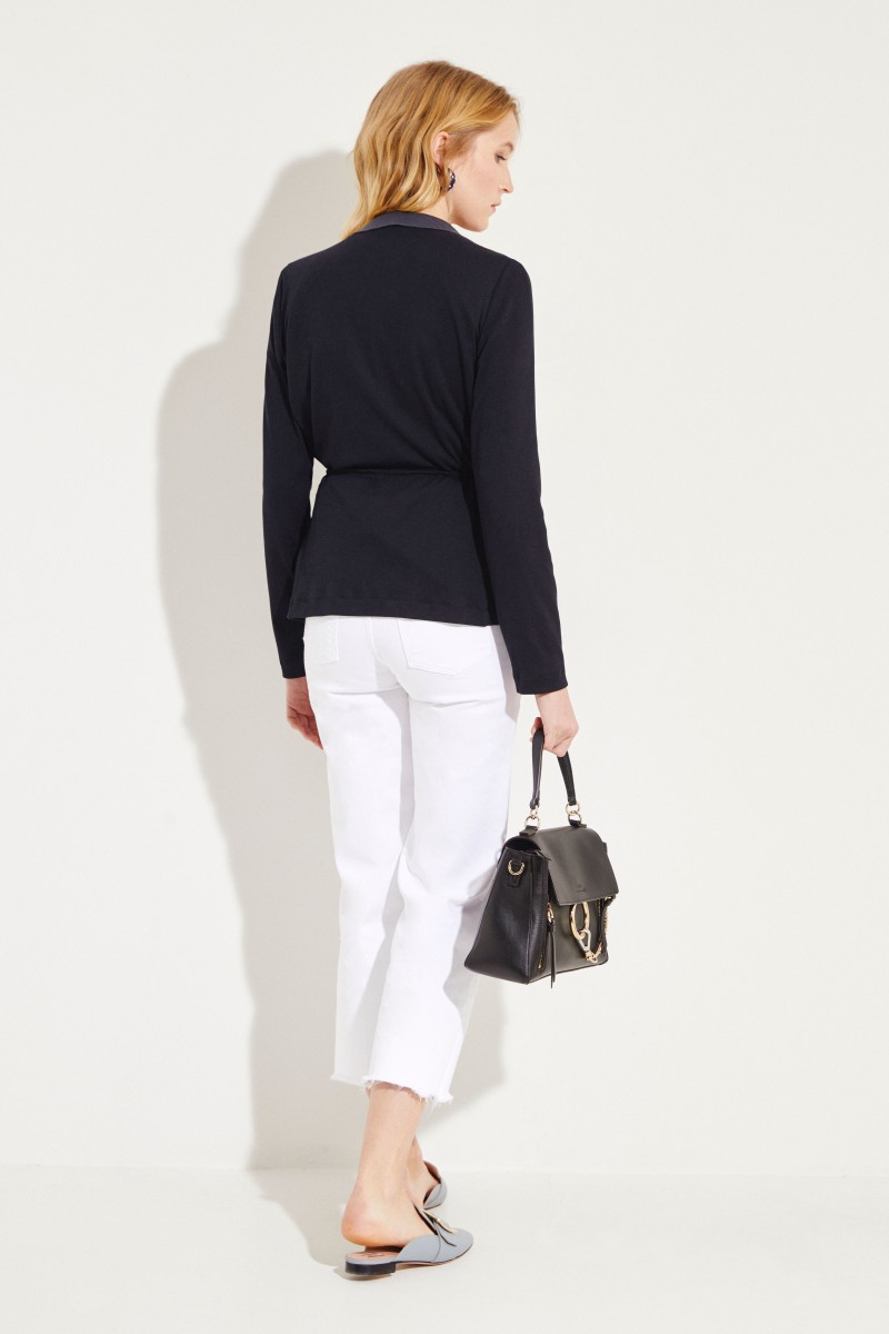 Baumwoll-Blazer mit Tunnlezug Blau