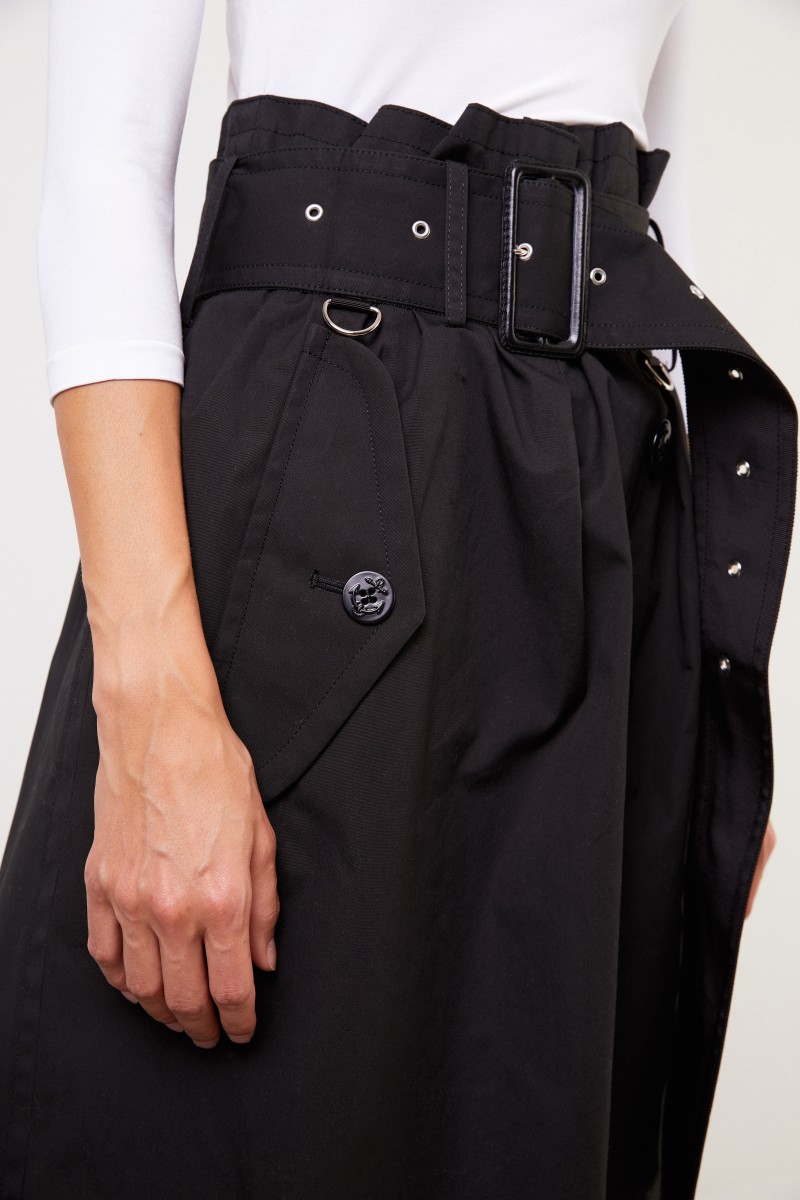 Woll-Hose mit Rockdetail Schwarz/Blau