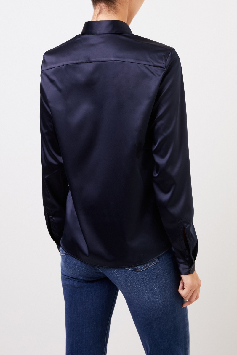 Bluse 'Asias' mit leichtem Glanz Dunkelblau