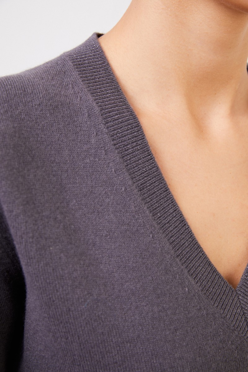 Fabiana Filippi Woll-Seiden-Pullover mit Lurex-Detail Graphit