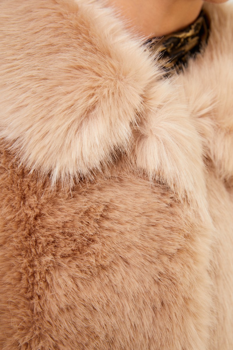 Stella McCartney Langer Kunstfell-Mantel Beige
