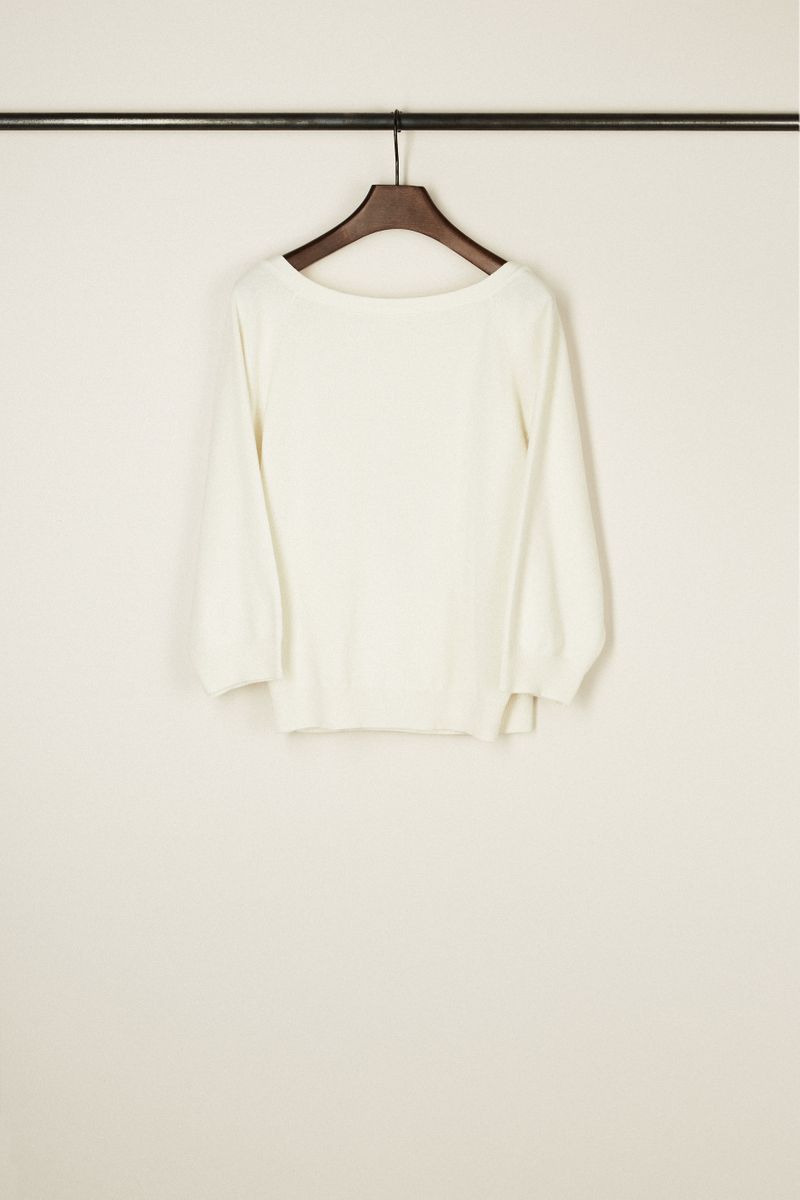 Cashmere-Pullover mit Rückenausschnitt Weiss