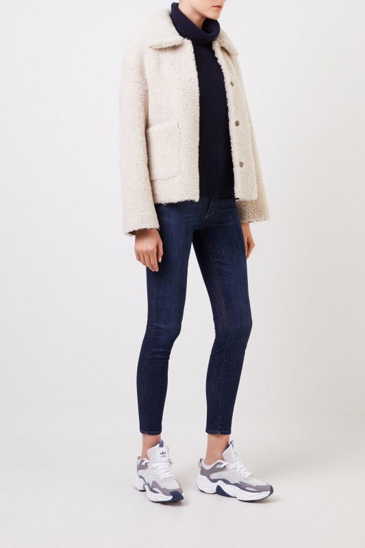 Iris von Arnim Kurzarm Cashmere-Pullover 'Fenja' Blau