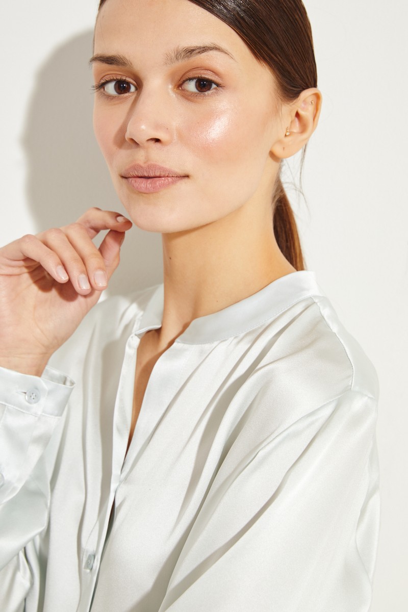 Seiden-Bluse mit Glanz Mint